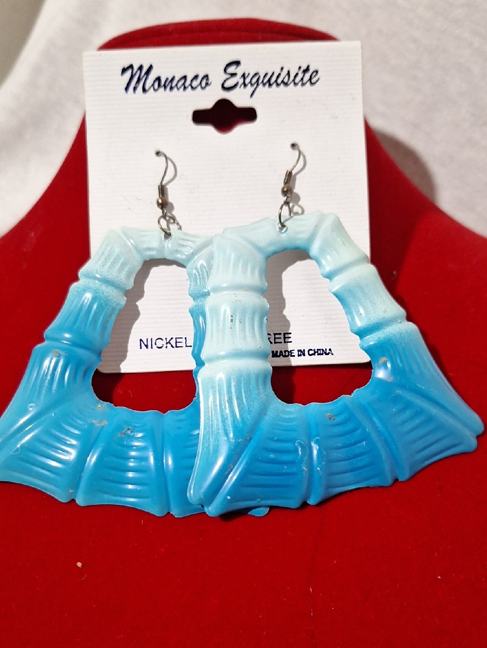 Monaco Exquisite Blue Ombre Bamboo Hoop Earrings - Picture 2 of 3